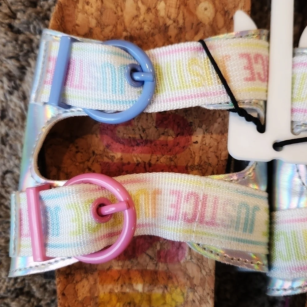 Justice children slides sandals size 2Y nwt